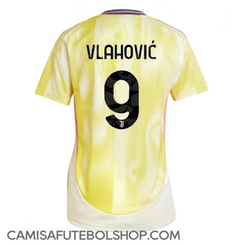 Camisa de time de futebol Juventus Dusan Vlahovic #9 Replicas 2º Equipamento Feminina 2024-25 Manga Curta